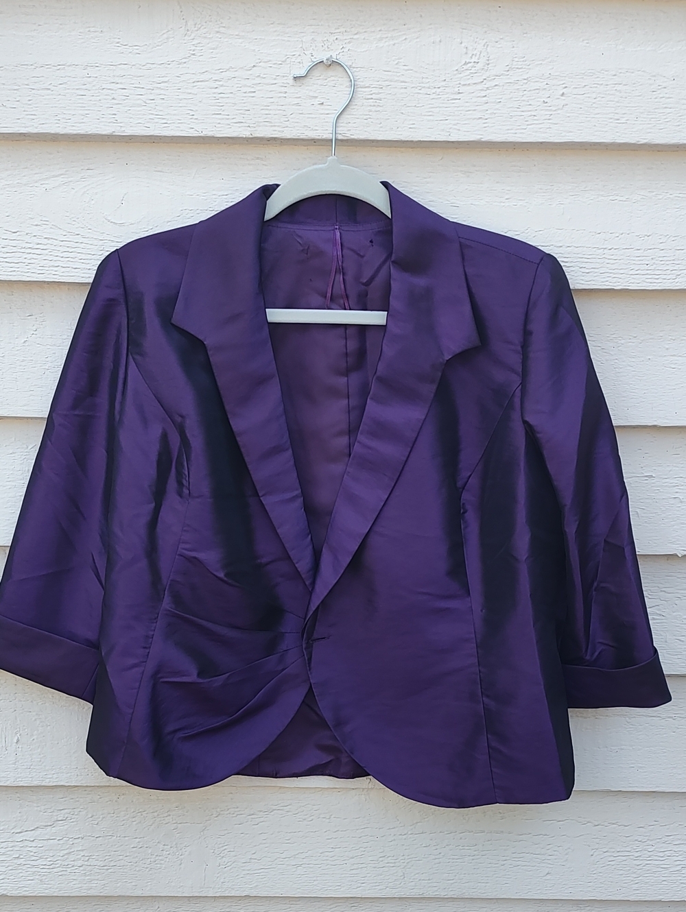 Women's Purple Satin Blazer Jacket - Tailored Evening Blazer
